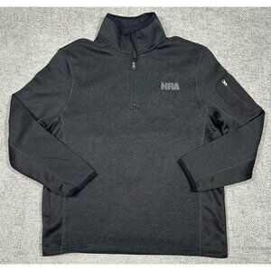 NRA Mens Sweater Size XL Charcoal Gray 1/4‎ Zip Pullover Zip Pocket Long Sleeve